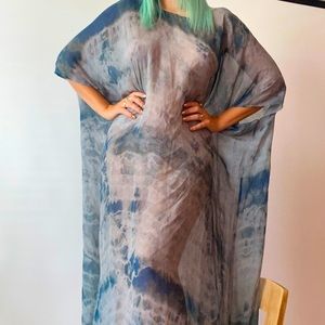 INCREDIBLE ETHEREAL sheer electric dyed maxi dress